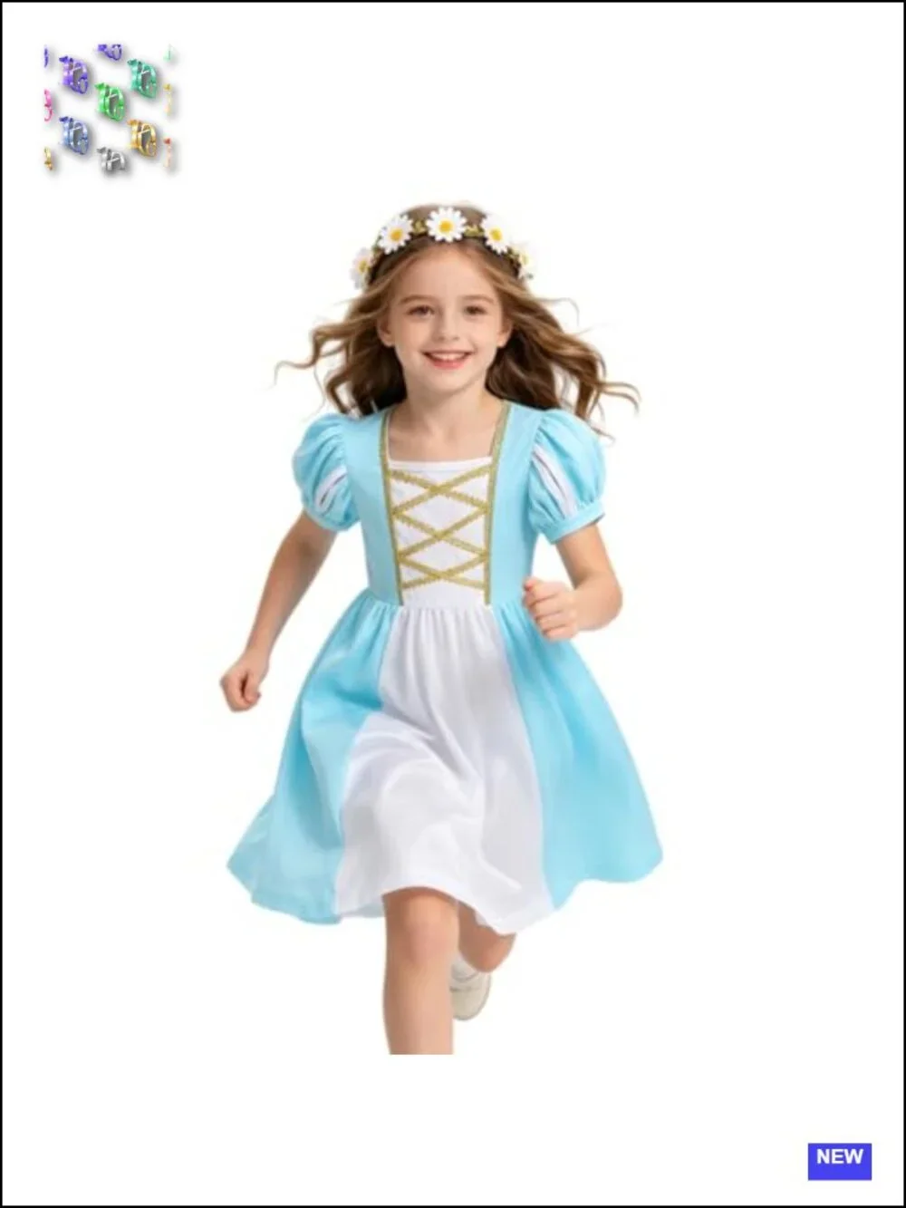 Girls Medieval Princess Dress Renaissance Costume with Flower Headband